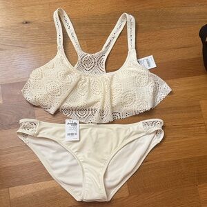 Charlotte Russe Ivory Lace Bikini Set